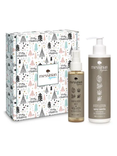 Messinian Spa Christmas Box Spicy Vanilla Unisex – Σετ Δώρου Hair & Body Mist 100ml + Γαλάκτωμα Σώματος 300ml