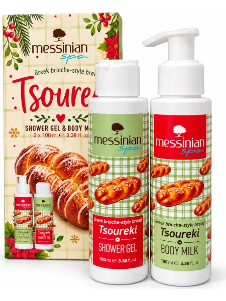 Messinian Spa Christmas Box Τσουρέκι 2x100ml – Σετ Δώρου Γαλάκτωμα Σώματος + Αφρόλουτρο