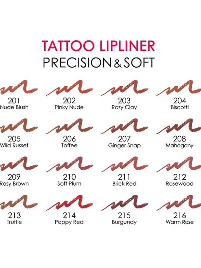 Golden Rose Tattoo Lipliner Precision & Soft - Ανεξίτηλο Μολύβι Χειλιών – #201 NUDE BRUSH