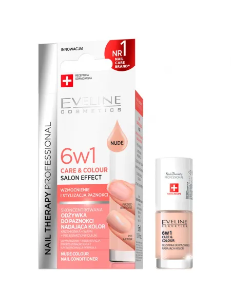 Eveline Nail Therapy Professional 6in1 Care & Colour 5ml Nude – Θεραπεία Νυχιών με Χρώμα για Ενδυνάμωση & Φυσικό Αποτέλεσμα