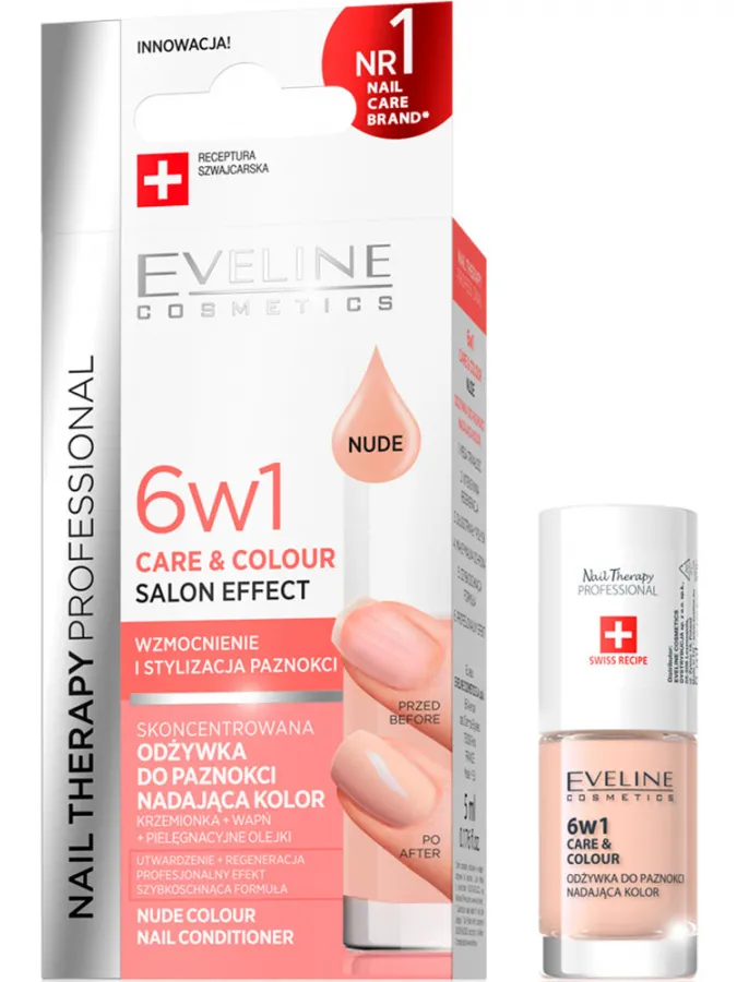 Eveline Nail Therapy Professional 6in1 Care & Colour 5ml Nude – Θεραπεία Νυχιών με Χρώμα για Ενδυνάμωση & Φυσικό Αποτέλεσμα