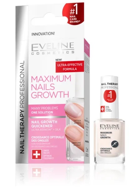 Eveline Nail Therapy Professional Maximum Nails Growth 12ml – Θεραπεία Νυχιών με Πρωτεΐνες Μεταξιού για Γρήγορη Ανάπτυξη & Ενδυνάμωση
