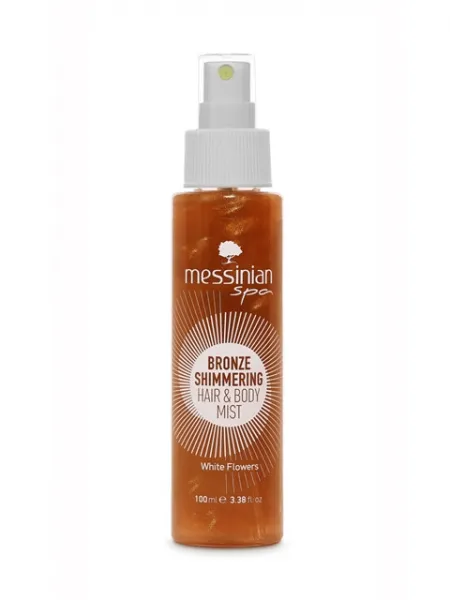 Messinian Spa Bronze Shimmering Hair & Body Mist White Flowers 100ml – Αρωματικό Σπρέι με Λάμψη για Μαλλιά & Σώμα