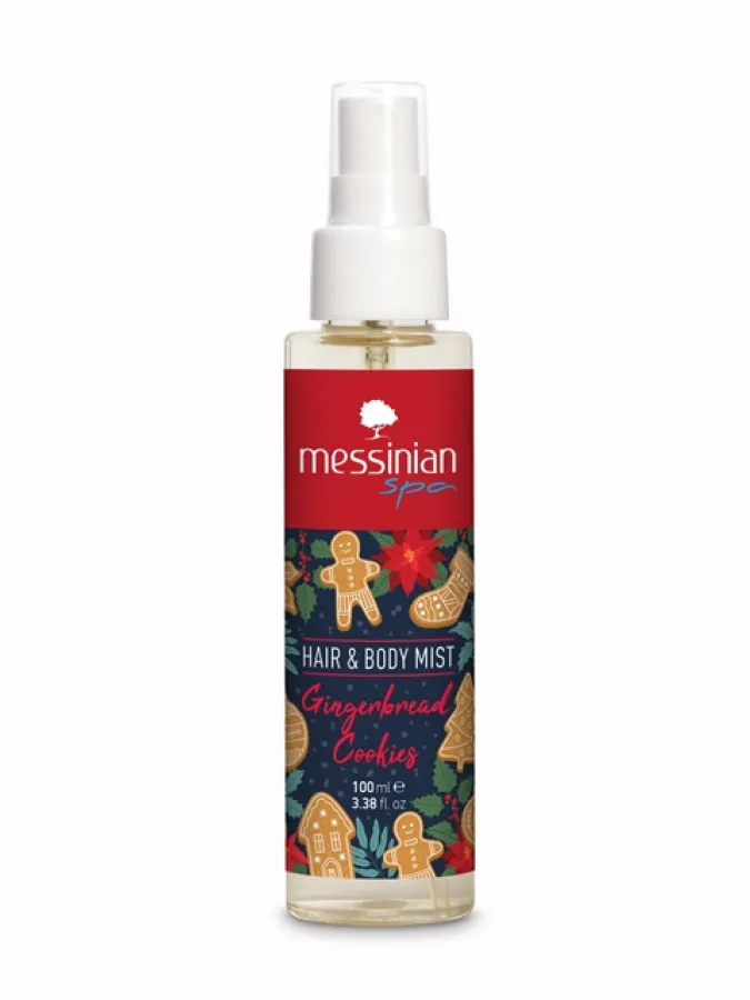 Messinian Spa Hair & Body Mist Gingerbread Cookies 100ml – Χριστουγεννιάτικο Αρωματικό Σπρέι Μαλλιών & Σώματος