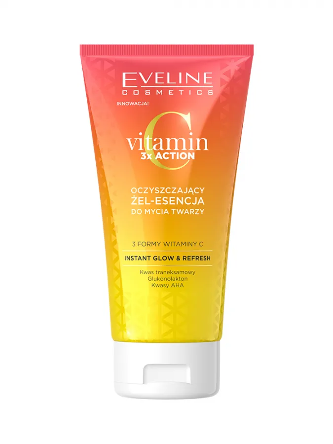 Eveline Cosmetics Vitamin C 3x Action Cleansing Face Wash Gel 150ml – Καθαριστικό Προσώπου με Βιταμίνη C για Ήπια Απολέπιση, Πόρους & Λάμψη