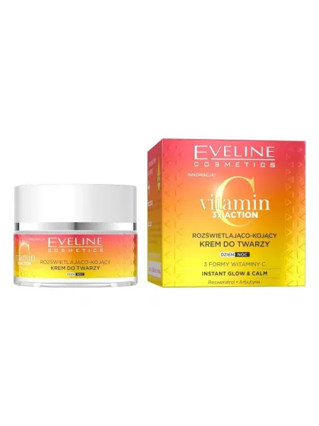 Eveline Cosmetics Vitamin C 3x Action Illuminating and Soothing Face Cream 50ml – Κρέμα Προσώπου με Βιταμίνη C για Λάμψη, Ενυδάτωση & Ομοιόμορφο Τόνο