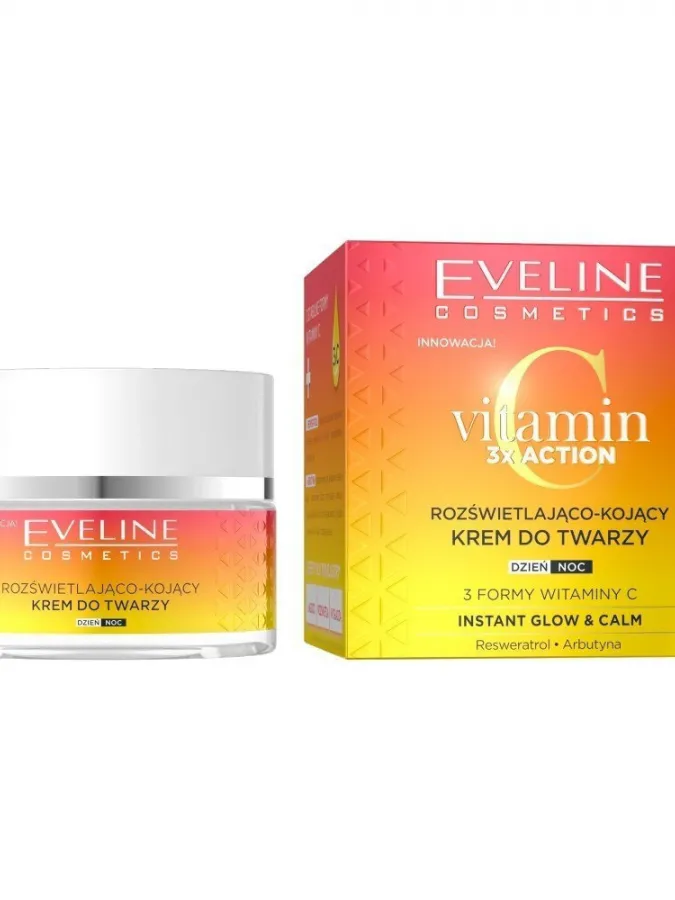 Eveline Cosmetics Vitamin C 3x Action Illuminating and Soothing Face Cream 50ml – Κρέμα Προσώπου με Βιταμίνη C για Λάμψη, Ενυδάτωση & Ομοιόμορφο Τόνο