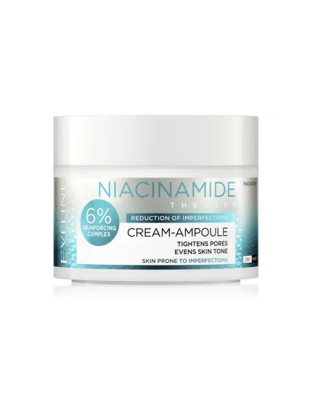 Eveline Cosmetics Niacinamide Therapy Cream-Ampoule 50ml – Κρέμα Προσώπου με Νιασιναμίδη για Ατέλειες, Πόρους & Λιπαρότητα