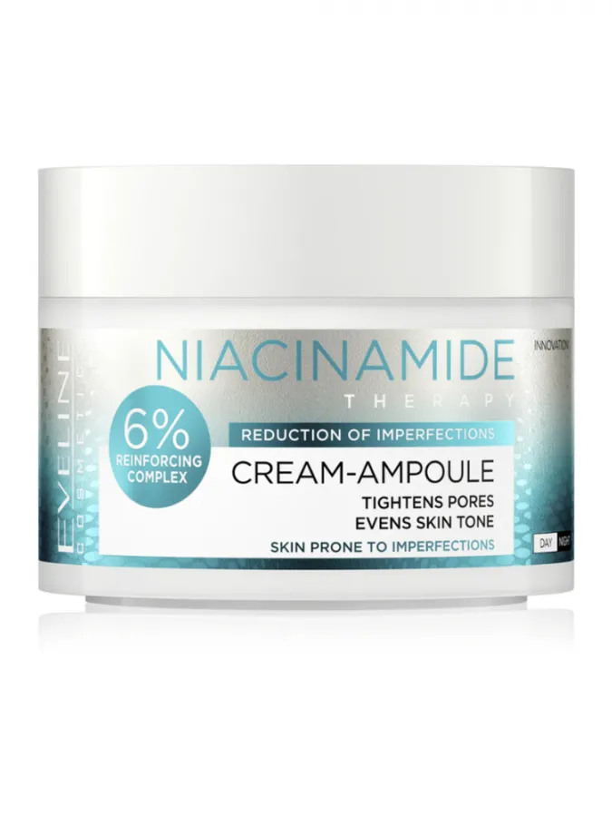 Eveline Cosmetics Niacinamide Therapy Cream-Ampoule 50ml – Κρέμα Προσώπου με Νιασιναμίδη για Ατέλειες, Πόρους & Λιπαρότητα