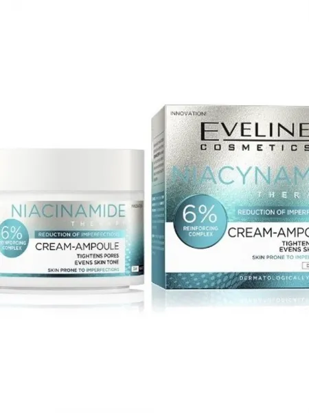 Eveline Cosmetics Niacinamide Therapy Cream-Ampoule 50ml – Κρέμα Προσώπου με Νιασιναμίδη για Ατέλειες, Πόρους & Λιπαρότητα