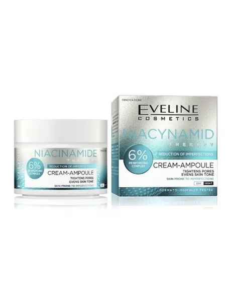 Eveline Cosmetics Niacinamide Therapy Cream-Ampoule 50ml – Κρέμα Προσώπου με Νιασιναμίδη για Ατέλειες, Πόρους & Λιπαρότητα