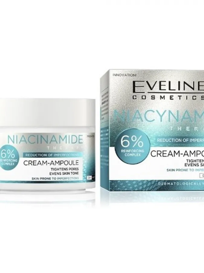 Eveline Cosmetics Niacinamide Therapy Cream-Ampoule 50ml – Κρέμα Προσώπου με Νιασιναμίδη για Ατέλειες, Πόρους & Λιπαρότητα