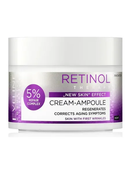 Eveline Cosmetics Retinol Therapy Cream-Ampoule 50ml – Κρέμα Νυκτός με Ρετινόλη για Πρώτες Ρυτίδες, Σύσφιξη & Βελτίωση Υφής