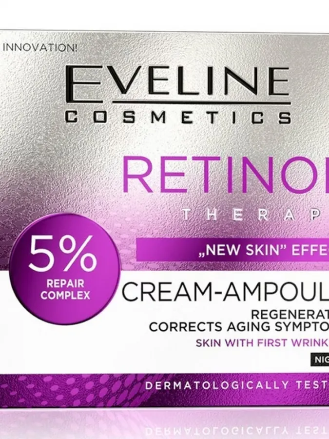Eveline Cosmetics Retinol Therapy Cream-Ampoule 50ml – Κρέμα Νυκτός με Ρετινόλη για Πρώτες Ρυτίδες, Σύσφιξη & Βελτίωση Υφής