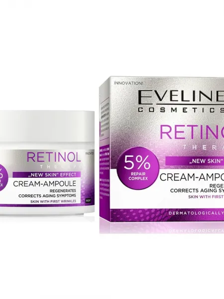 Eveline Cosmetics Retinol Therapy Cream-Ampoule 50ml – Κρέμα Νυκτός με Ρετινόλη για Πρώτες Ρυτίδες, Σύσφιξη & Βελτίωση Υφής