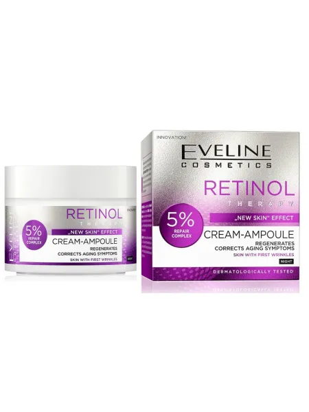 Eveline Cosmetics Retinol Therapy Cream-Ampoule 50ml – Κρέμα Νυκτός με Ρετινόλη για Πρώτες Ρυτίδες, Σύσφιξη & Βελτίωση Υφής