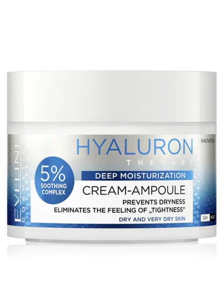 Eveline Cosmetics Hyaluron Therapy Cream-Ampoule 50ml – Κρέμα Προσώπου με Υαλουρονικό Οξύ για Βαθιά Ενυδάτωση, Ξηρότητα & Ενίσχυση Επιδερμιδικού Φραγμού