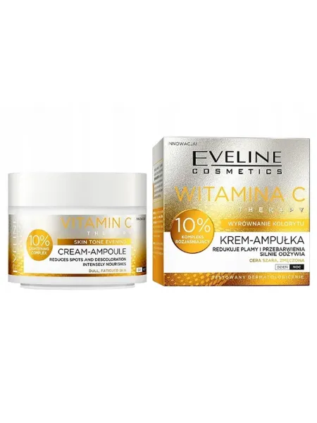 Eveline Cosmetics Vitamin C Therapy Cream-Ampoule 10% Brightening Complex 50ml – Κρέμα Προσώπου με Βιταμίνη C για Λάμψη, Δυσχρωμίες & Ομοιόμορφο Τόνο