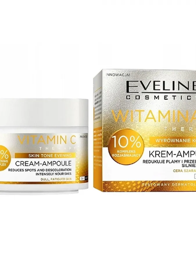 Eveline Cosmetics Vitamin C Therapy Cream-Ampoule 10% Brightening Complex 50ml – Κρέμα Προσώπου με Βιταμίνη C για Λάμψη, Δυσχρωμίες & Ομοιόμορφο Τόνο