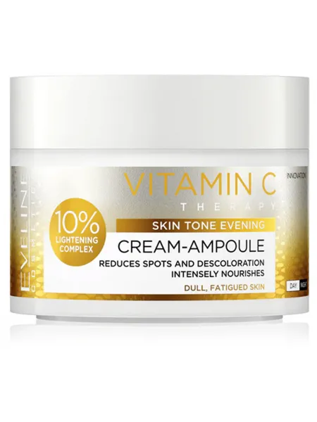 Eveline Cosmetics Vitamin C Therapy Cream-Ampoule 10% Brightening Complex 50ml – Κρέμα Προσώπου με Βιταμίνη C για Λάμψη, Δυσχρωμίες & Ομοιόμορφο Τόνο