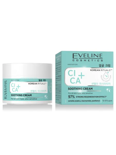 Eveline Cosmetics Korean Rituals Cica+ Soothing Face Cream 50ml – Καταπραϋντική Κρέμα Προσώπου με CICA & Νιασιναμίδη για Κοκκινίλα, Ενυδάτωση & Ενίσχυση Επιδερμιδικού Φραγμού