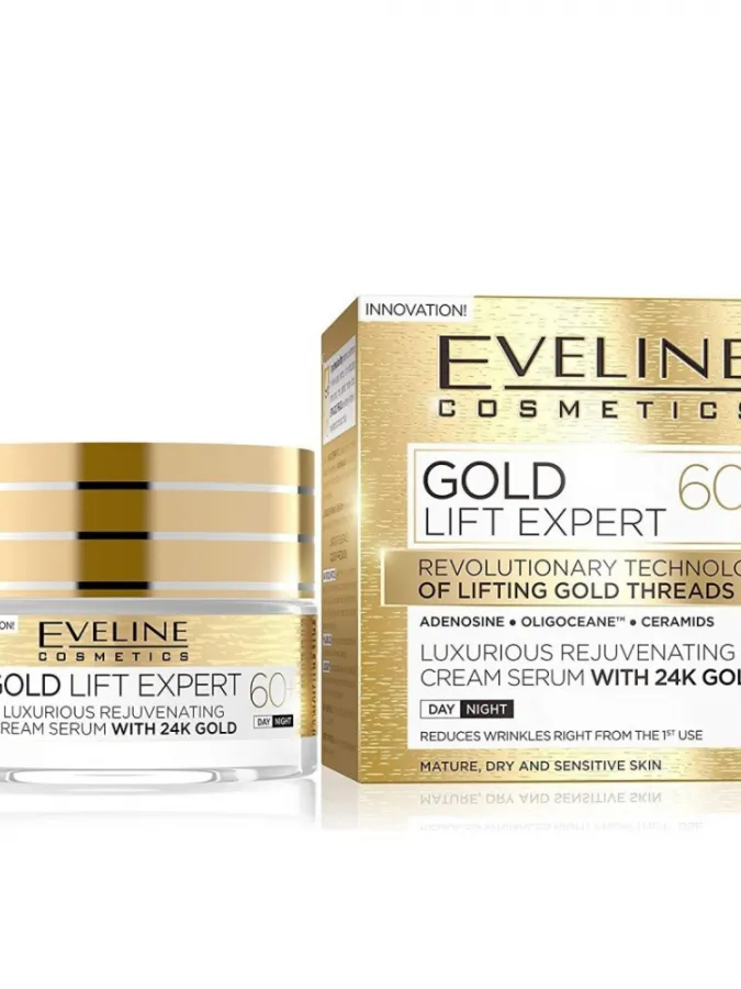 Eveline Cosmetics Gold Lift Expert Luxurious Rejuvenating Cream-Serum Day & Night 60+ 50ml – Κρέμα Προσώπου με 24Κ Χρυσό για Σύσφιξη, Θρέψη, Ρυτίδες