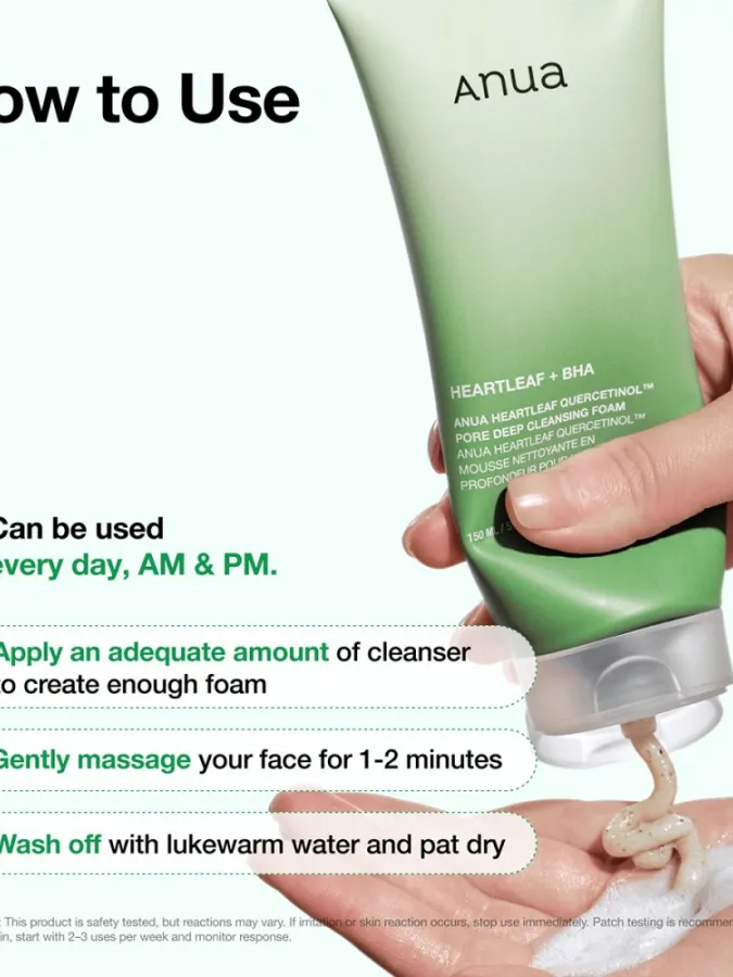 Anua Heartleaf Quercetinol Pore Deep Cleansing Foam 150ml – Αφρός Καθαρισμού Προσώπου με Heartleaf & BHA για Πόρους & Λιπαρότητα