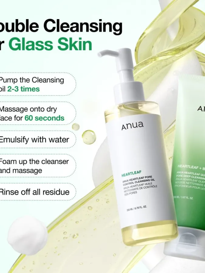 Anua Heartleaf Pore Control Cleansing Oil 200ml – Λάδι Καθαρισμού & Ντεμακιγιάζ Προσώπου για Πόρους, Μαύρα Στίγματα & Λιπαρότητα