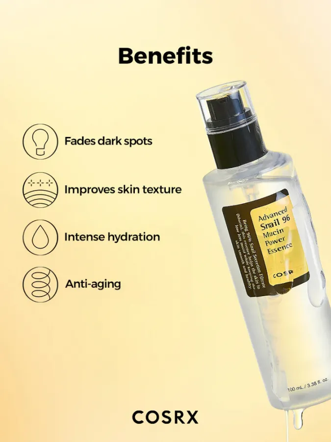 COSRX Advanced Snail 96 Mucin Power Essence 100ml – Essence Προσώπου με 96,3% Έκκριμα Σαλιγκαριού για Ενυδάτωση, Λάμψη & Ενίσχυση Φραγμού