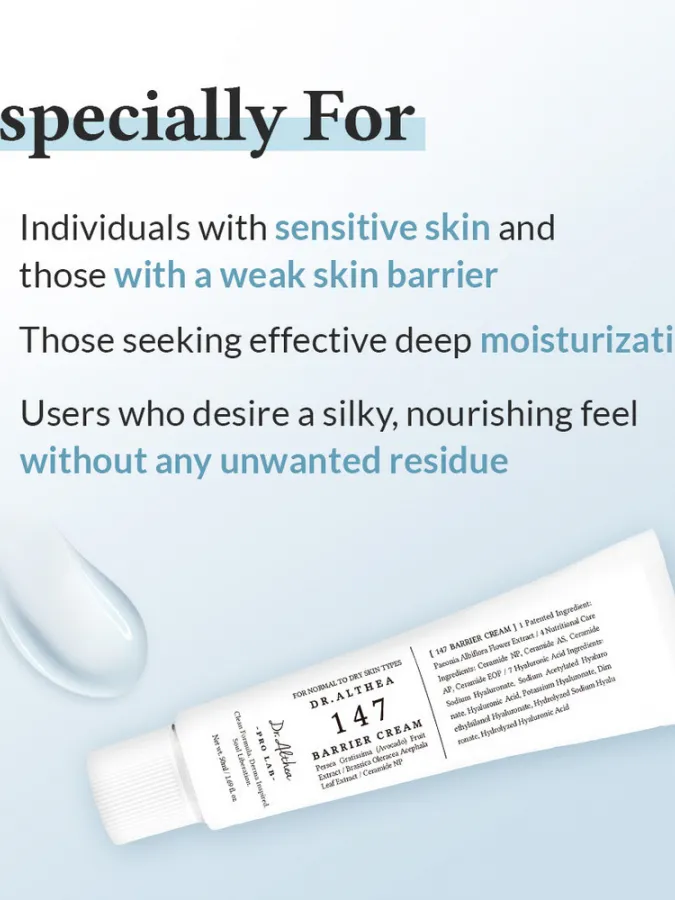 Dr.Althea 147 Barrier Cream 50ml – Κρέμα Προσώπου για Ενίσχυση Επιδερμιδικού Φραγμού, Ενυδάτωση & Θρέψη