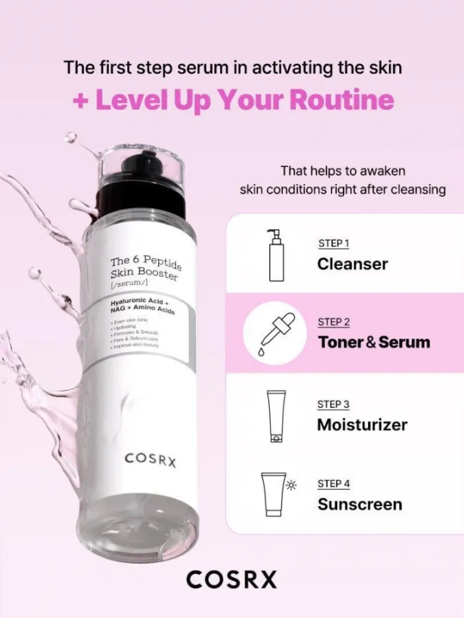 COSRX The 6 Peptide Skin Booster Serum 150ml – Booster Ορός Προσώπου με 6 Πεπτίδια για Σύσφιξη, Ελαστικότητα, Λάμψη & Λεία Υφή