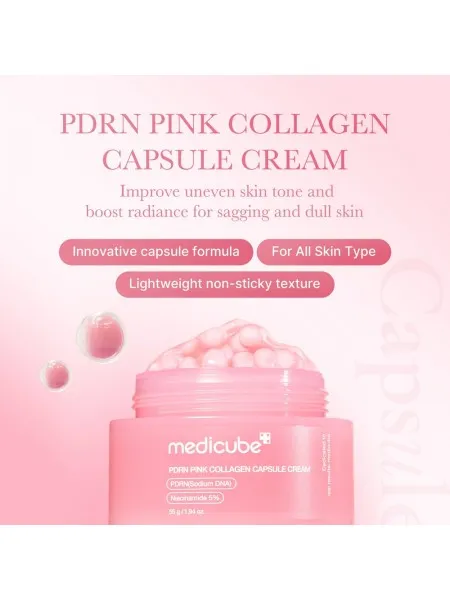 Medicube PDRN Pink Collagen Capsule Cream 55g – Κρέμα Προσώπου με PDRN & Κολλαγόνο για Σύσφιξη, Λάμψη & Ενυδάτωση