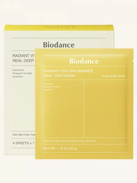 Biodance Radiant Vita Niacinamide Real Deep Mask 1τμχ – Μάσκα Προσώπου Υδρογέλης με Νιασιναμίδη για Λάμψη, Σκούρες Κηλίδες & Ενυδάτωση