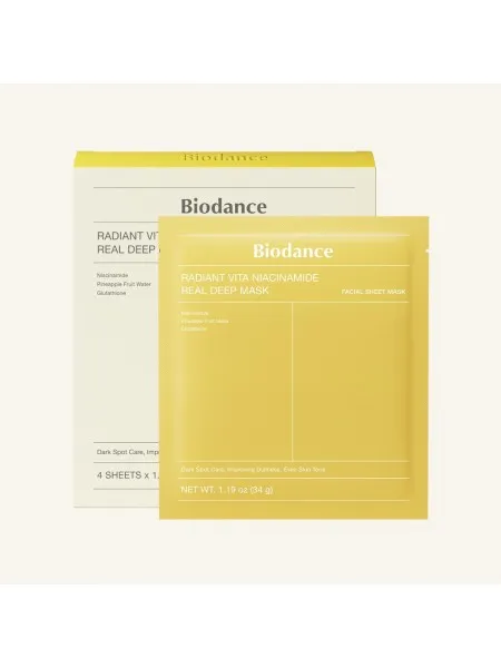 Biodance Radiant Vita Niacinamide Real Deep Mask 1τμχ – Μάσκα Προσώπου Υδρογέλης με Νιασιναμίδη για Λάμψη, Σκούρες Κηλίδες & Ενυδάτωση