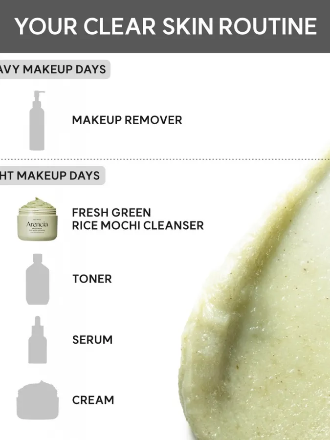 Arencia Fresh Green Rice Mochi Cleanser 120g – Καθαριστικό Προσώπου με Ρύζι για Πόρους, Μαύρα Στίγματα & Λιπαρότητα