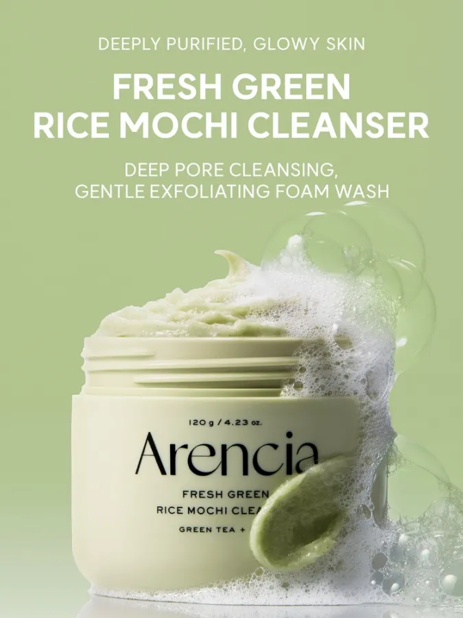 Arencia Fresh Green Rice Mochi Cleanser 120g – Καθαριστικό Προσώπου με Ρύζι για Πόρους, Μαύρα Στίγματα & Λιπαρότητα