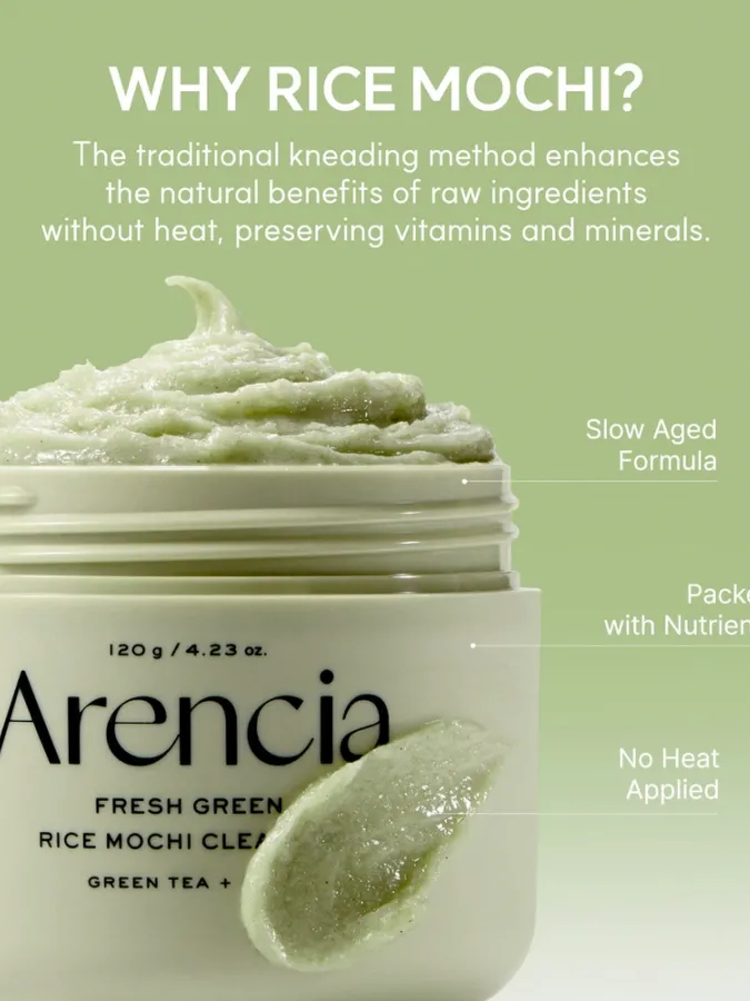 Arencia Fresh Green Rice Mochi Cleanser 120g – Καθαριστικό Προσώπου με Ρύζι για Πόρους, Μαύρα Στίγματα & Λιπαρότητα