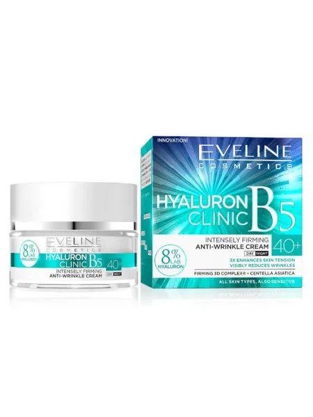 Eveline Cosmetics Hyaluron Clinic B5 Intensely Firming Anti-Wrinkle Cream 40+ 50ml – Κρέμα Προσώπου για Σύσφιξη, Ρυτίδες & Ενυδάτωση