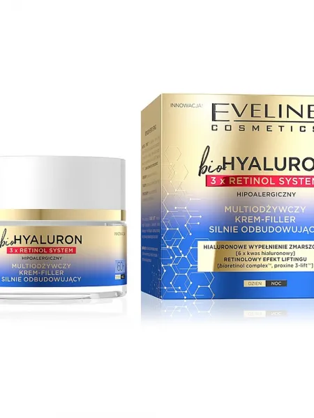 Eveline Cosmetics Bio Hyaluron 3X Retinol System Multi-Nourishing Intensely Restoring Day & Night Face Cream 60+ 50ml – Κρέμα Προσώπου για Θρέψη, Σύσφιξη & Ρυτίδες