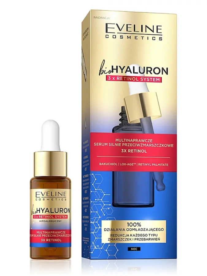 Eveline Cosmetics Bio Hyaluron 3X Retinol System Multi Repair Intensely Anti-Wrinkle Serum 18ml – Αντιγηραντικός Ορός Προσώπου με 3 Μορφές Ρετινόλης για Ρυτίδες, Σύσφιξη & Ομοιόμορφο Τόνο Eveline Cosmetics Bio Hyaluron 3X Retinol System Multi Repair Intensely Anti-Wrinkle Serum 18ml – Αντιγηραντικός Ορός Προσώπου με 3 Μορφές Ρετινόλης για Ρυτίδες, Σύσφιξη & Ομοιόμορφο Τόνο