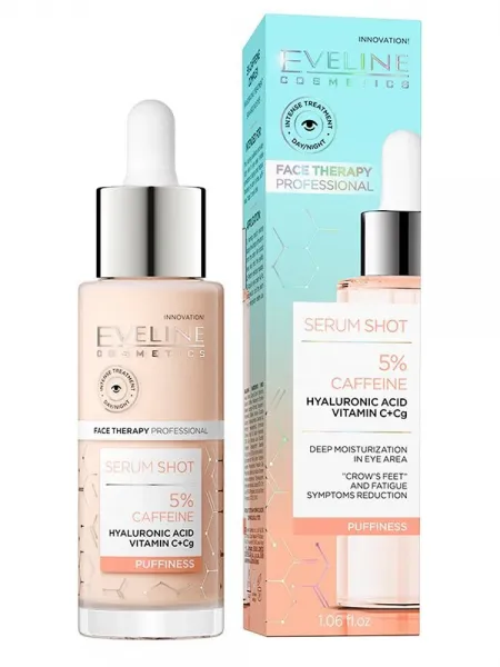 Eveline Cosmetics Face Therapy Professional Serum Shot 5% Caffeine Complex Invigorating Treatment 30ml – Ορός Ματιών για Μαύρους Κύκλους, Σακούλες & Ενυδάτωση