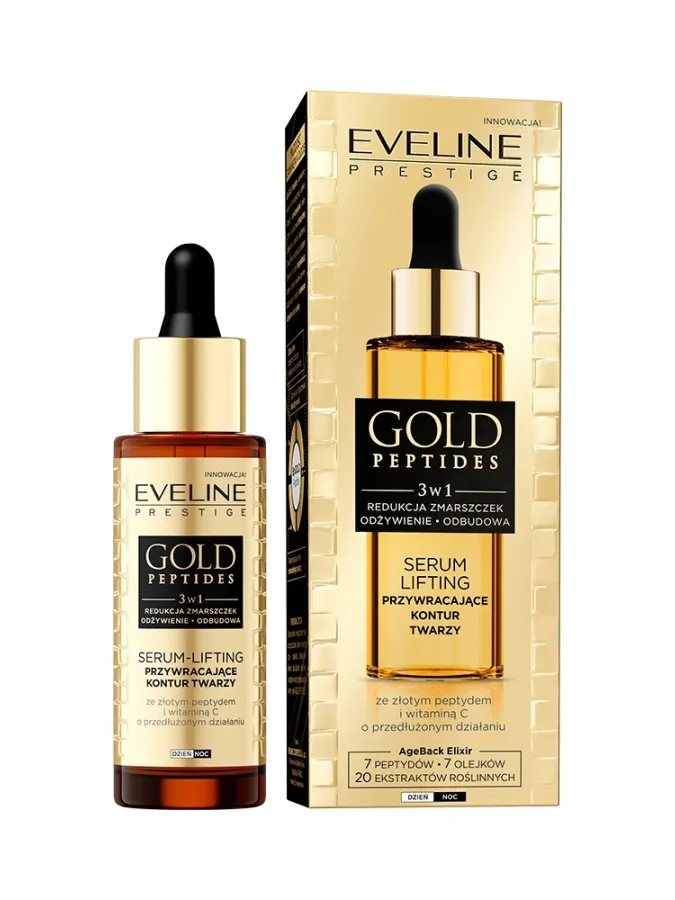 Eveline Gold Peptides Face-Lifting Serum 30ml – Ορός Προσώπου με Πεπτίδια για Σύσφιξη, Αντιρυτιδική Φροντίδα & Ελαστικότητα