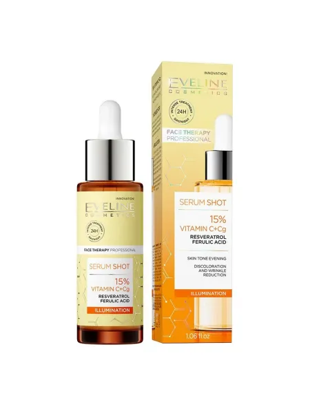 Eveline Cosmetics Serum Shot 15% Vitamin C+Cg Illuminating Treatment 30ml – Ορός Προσώπου για Λάμψη, Δυσχρωμίες & Ομοιόμορφο Τόνο