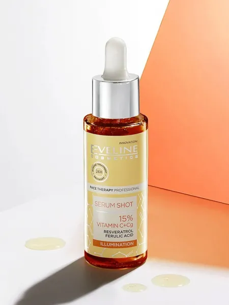 Eveline Cosmetics Serum Shot 15% Vitamin C+Cg Illuminating Treatment 30ml – Ορός Προσώπου για Λάμψη, Δυσχρωμίες & Ομοιόμορφο Τόνο