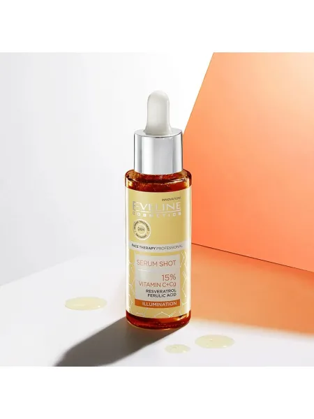 Eveline Cosmetics Serum Shot 15% Vitamin C+Cg Illuminating Treatment 30ml – Ορός Προσώπου για Λάμψη, Δυσχρωμίες & Ομοιόμορφο Τόνο