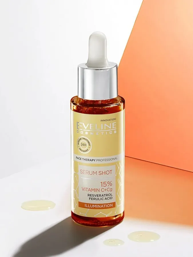 Eveline Cosmetics Serum Shot 15% Vitamin C+Cg Illuminating Treatment 30ml – Ορός Προσώπου για Λάμψη, Δυσχρωμίες & Ομοιόμορφο Τόνο