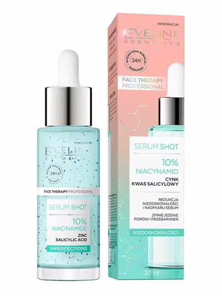 Eveline Cosmetics Face Therapy Professional Serum Shot 10% Niacinamide Treatment 30ml – Ορός Προσώπου για Λιπαρότητα, Πόρους & Ατέλειες