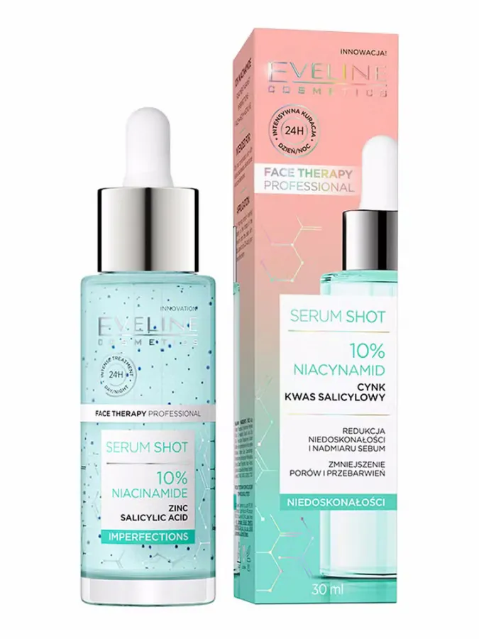 Eveline Cosmetics Face Therapy Professional Serum Shot 10% Niacinamide Treatment 30ml – Ορός Προσώπου για Λιπαρότητα, Πόρους & Ατέλειες