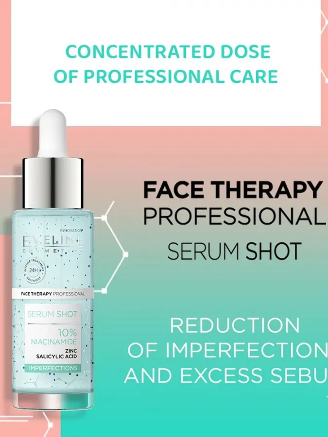 Eveline Cosmetics Face Therapy Professional Serum Shot 10% Niacinamide Treatment 30ml – Ορός Προσώπου για Λιπαρότητα, Πόρους & Ατέλειες