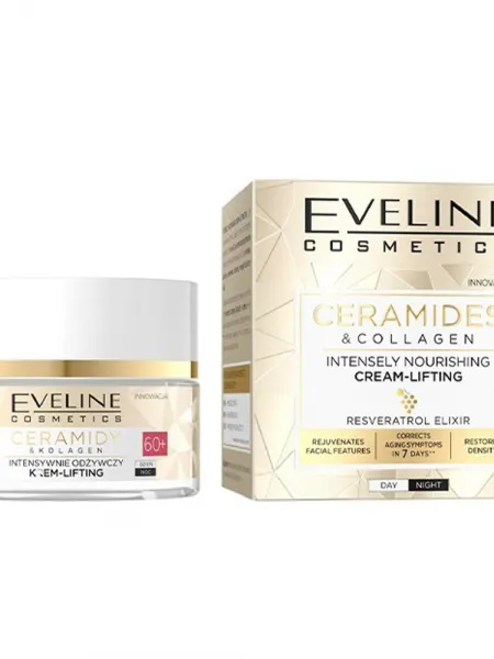Eveline Cosmetics Ceramides & Collagen Intensively Nourishing Lifting Cream Day & Night 60+ 50ml – Κρέμα Προσώπου με Ceramides & Κολλαγόνο για Θρέψη, Σύσφιξη & Αντιρυτιδική Φροντίδα
